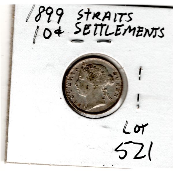 1899 TEN CENT STRAITS SETTLEMENTS VERY SCARCE SILVER