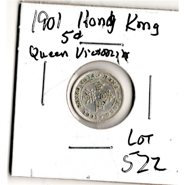 1901 HONG KONG FIVE CENT SILVER