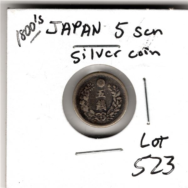1800’S FIVE SEN SILVER COIN JAPAN
