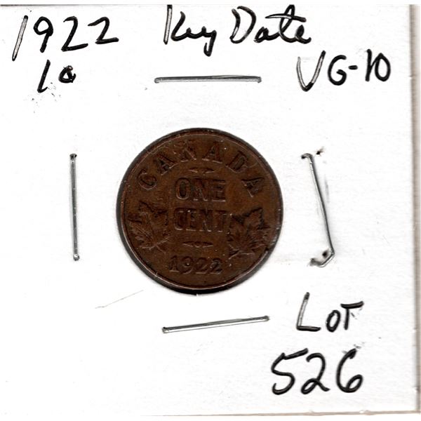 1922 ONE CENT KEY DATE