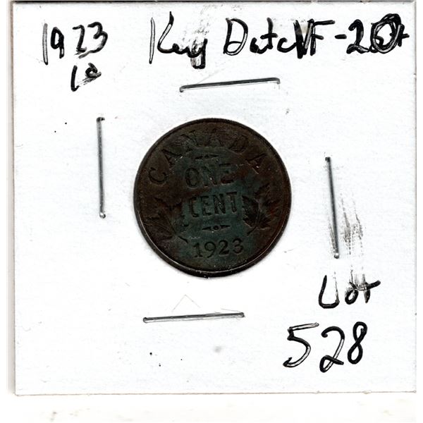 1923 ONE CENT KEY DATE VF-20