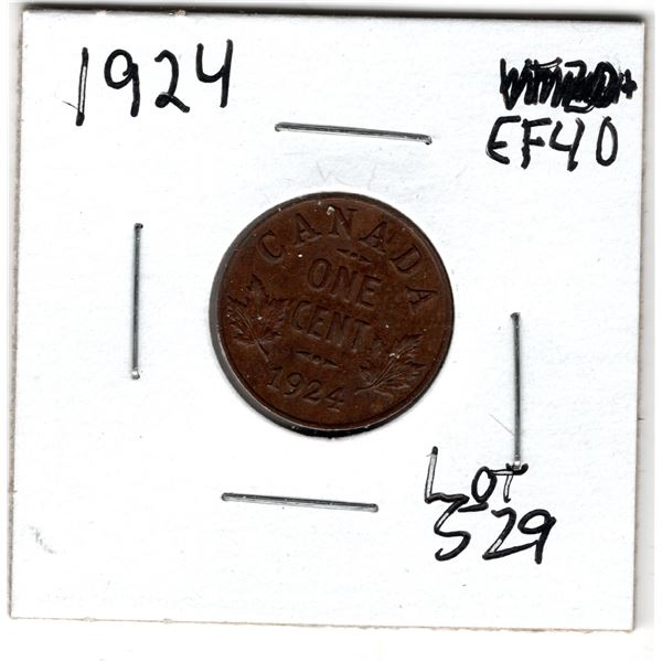 1924 ONE CENT SEMI-KEY DATE VF-40