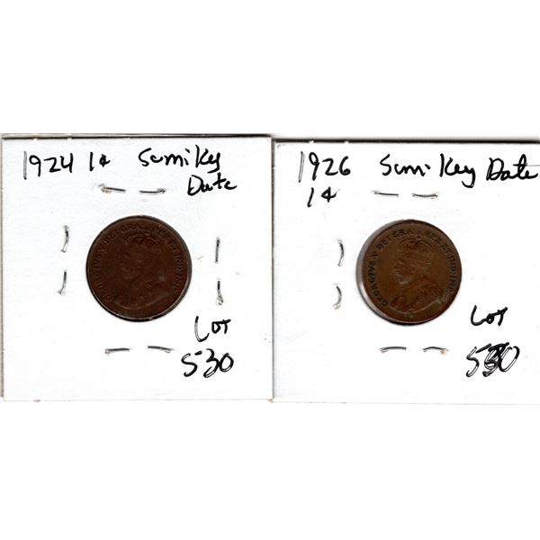 1924 AND 1926 ONE CENT SEMI-KEY DATE