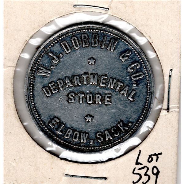 W. J. DOBBIN & CO, DEPARTMENT STORE, ELBOW SK, TRADE TOKEN
