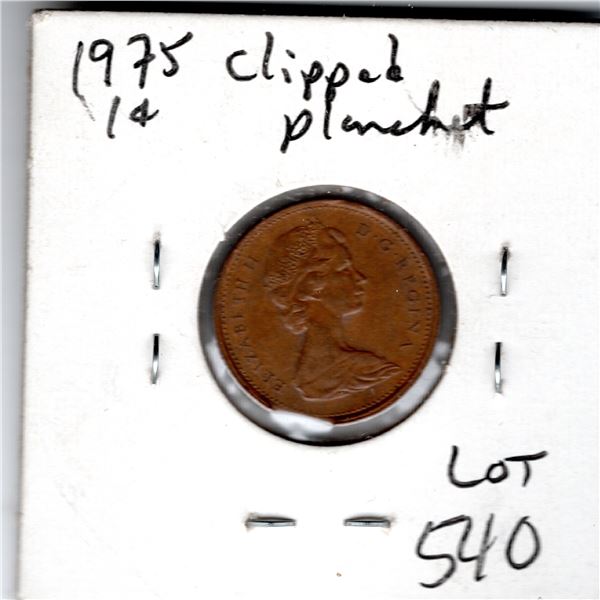 1975 ONE CENT CLIPPED PLANCHETTE