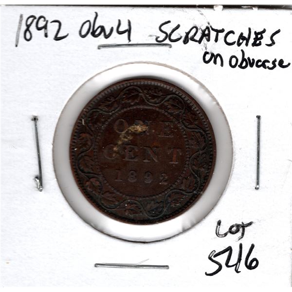 1892 OBVERSE 4 SCRATCHES ON OBVERSE