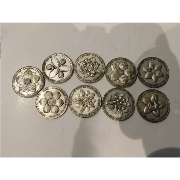 9-1967 PROVINCIAL TOKENS NOT COMPLETE FROM CENTENNIAL