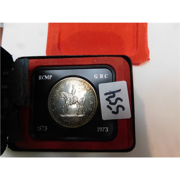 1973 CASED SPECIMEN SILVER DOLLAR .5 SILVER ASW 0.375 OZS