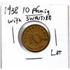 Image 2 : 1938F GERMAN 10 PFENNIG WITH SWASTIKA