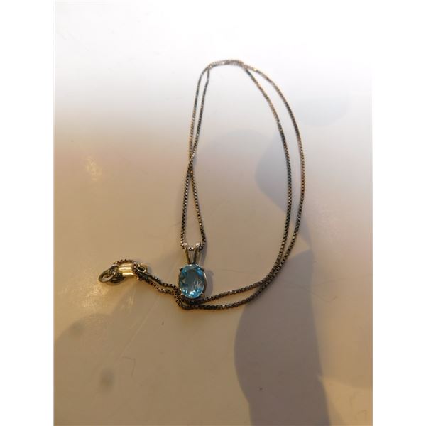 STERLING NECKLACE AND PENDANT BLUE STONE