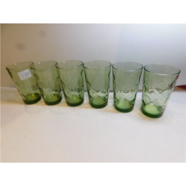 HAZEL ATLAS OPTIC DOT ELDARADO GREEN TUMBLERS