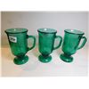 Image 2 : 3-ANCHOR HOCKING AQUA GREEN COFFEE MUGS