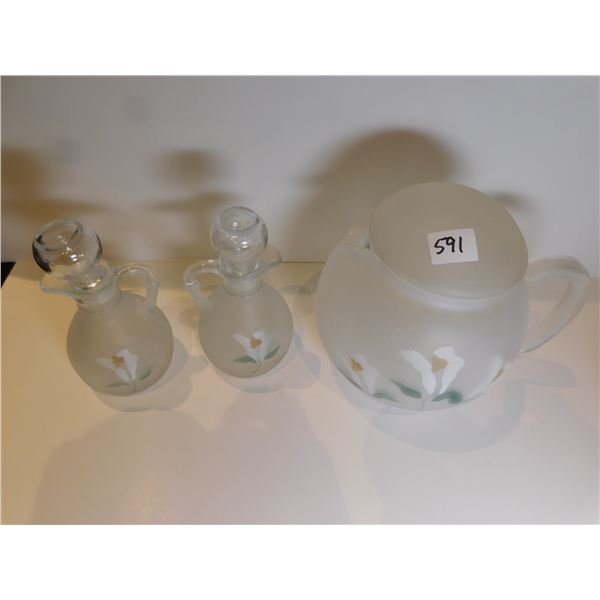 CHEVRIER PETTIGREW MADE IN QUEBEC DECANTER AND SMALL PITCHERS