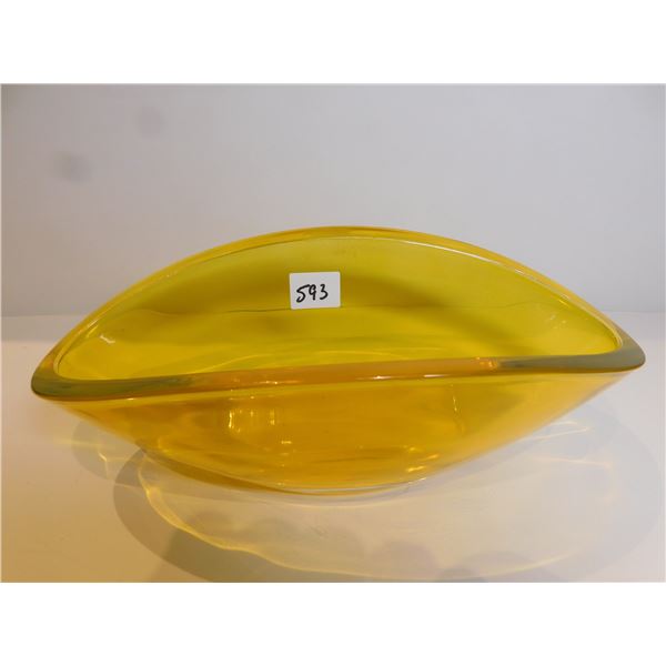 YELLOW CURVED ART GLASS BOWL
