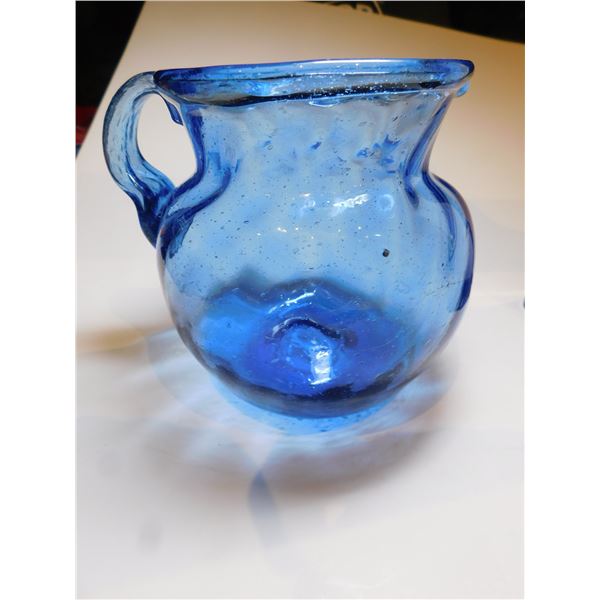 COBALT BLUE ART GLASS PITCHER