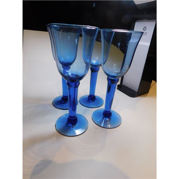 4-COBALT BLUE WINE GLASSES