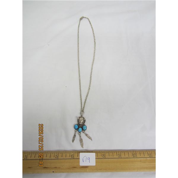 Sterling 925 Silver Buffalo Pendant and Chain