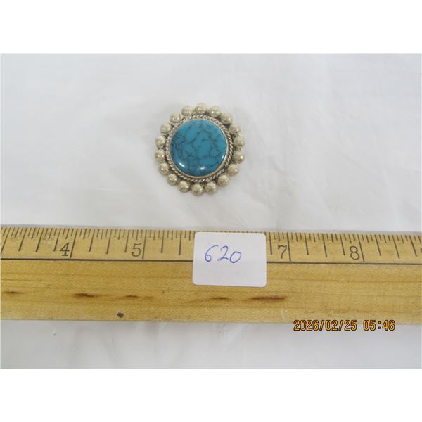 Sterling 925 Silver Broach with Turquoise Stone