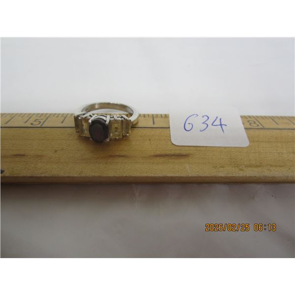 Sterling 925 Silver with Red and Clear Stones