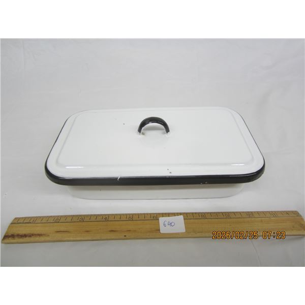 Antique Enameled Container with Lid from a Doctor's Office