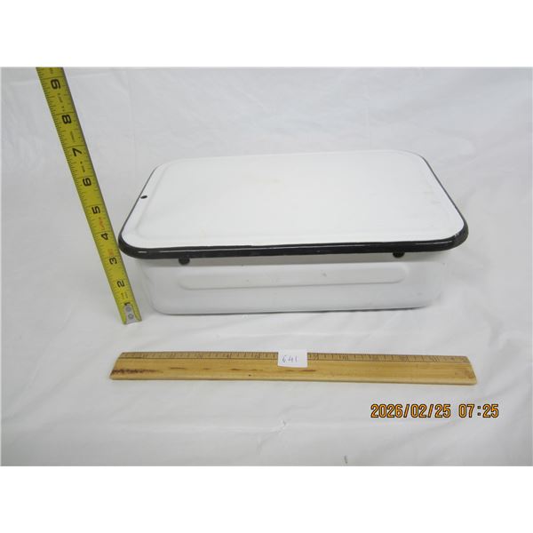 Antique Enameled Container with Lid From a Doctor's Office