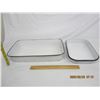 Image 1 : 2 Enameled Containers 9-inch x19 and 11 inch by 7 inch
