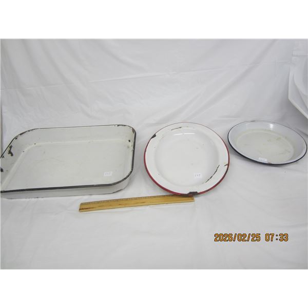 3 Antique Enameled Dishes