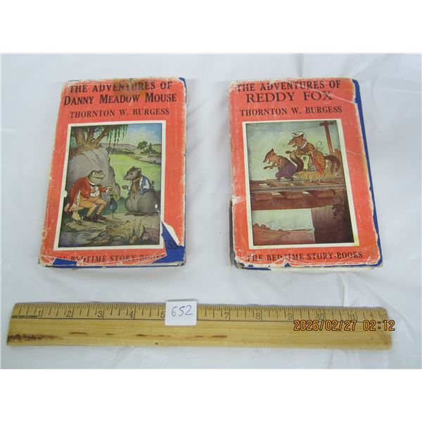 2 Antique Books The Adventures of Danny Meadow Mouse and Reddy Fox by Burgess