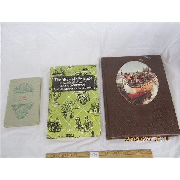 3 Antique Books The Canadians , The Story of the Province Saskatchewan and Julius Caeser Books