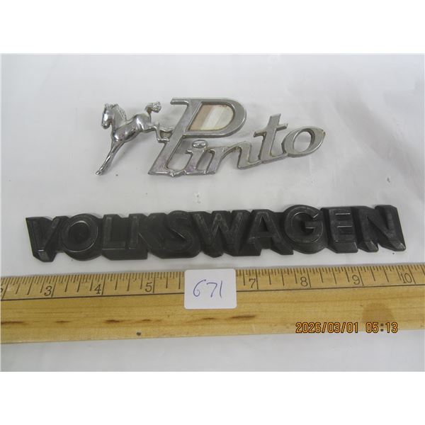 Ford Pinto and Volkswagen Rabbit Badges