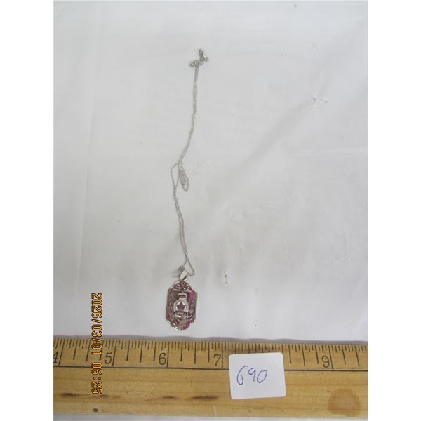 Sterling Silver Necklace with a Legion Pendant Marked STG