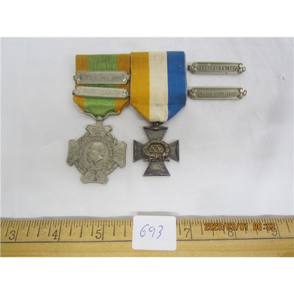 Antique Dutch War Medals 15 Years Service and a Expeditionary Force Medal with 4 Bars Rare Late 1800