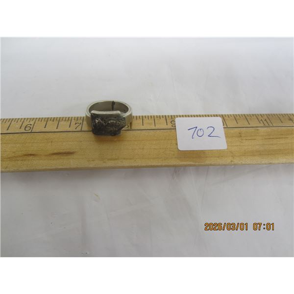 Hand Made Ring with a Silver Nugget Attached to the Front