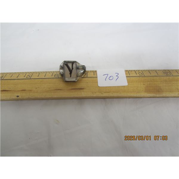 Large Sterling Silver Ring with Stone