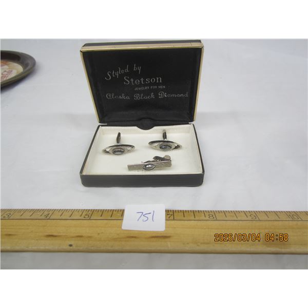 Vintage Alaskan Black Diamonds Cuff Links Sold by Stetson
