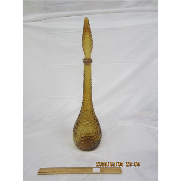 Large Amber Hobnail Jug with Stopper Circa 1970's 21 inches Tall