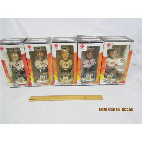 Lot of 5 Vintage Team Canada Bobble Heads in Box Smyth, Peca, Nolan , Shanahan , Brodeur
