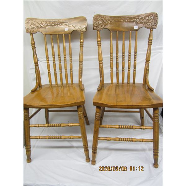 2 Antique Press Back Chairs