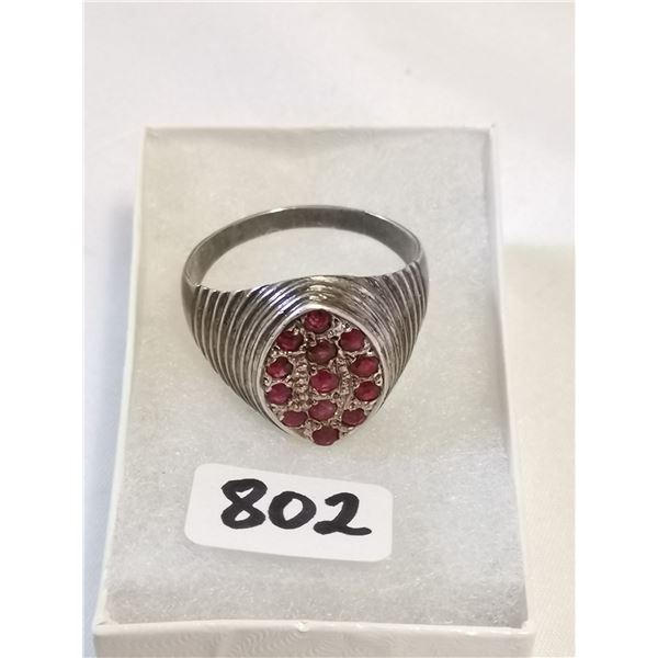 Men’s Sterling Silver Ring w/ Rubies