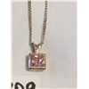 Image 2 : Sterling Silver Pink Stone Pendant on Chain