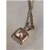 Image 3 : Sterling Silver Pink Stone Pendant on Chain