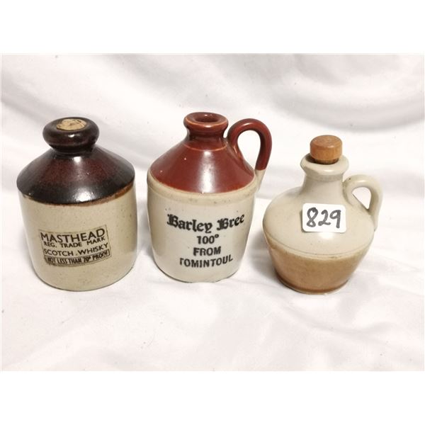 (3) Small Crock Jugs
