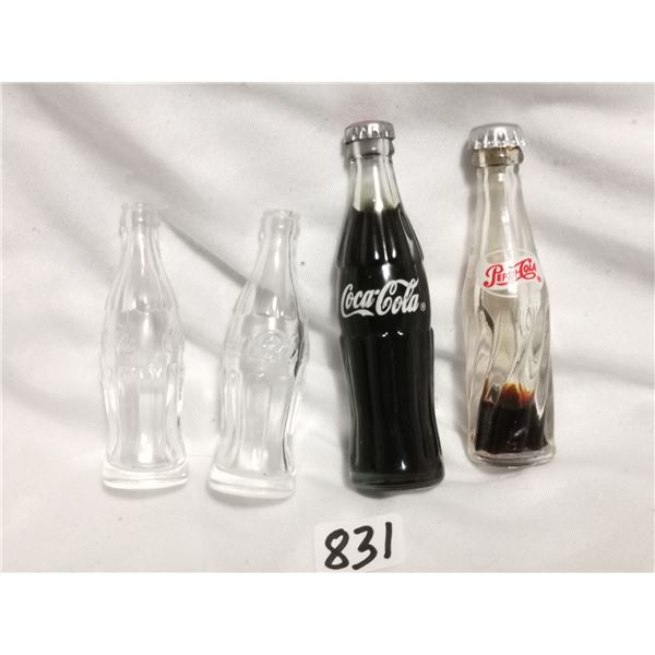 (4) Miniature Pop Bottles (one full)