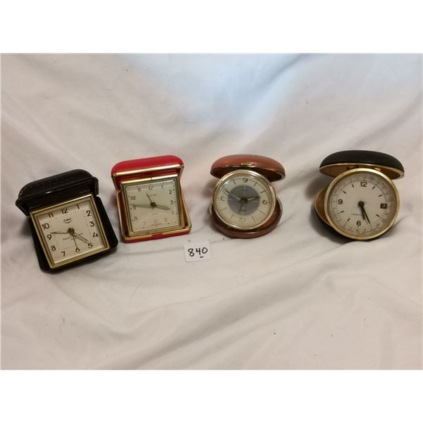(4) Vintage Travelling Alarm Clocks