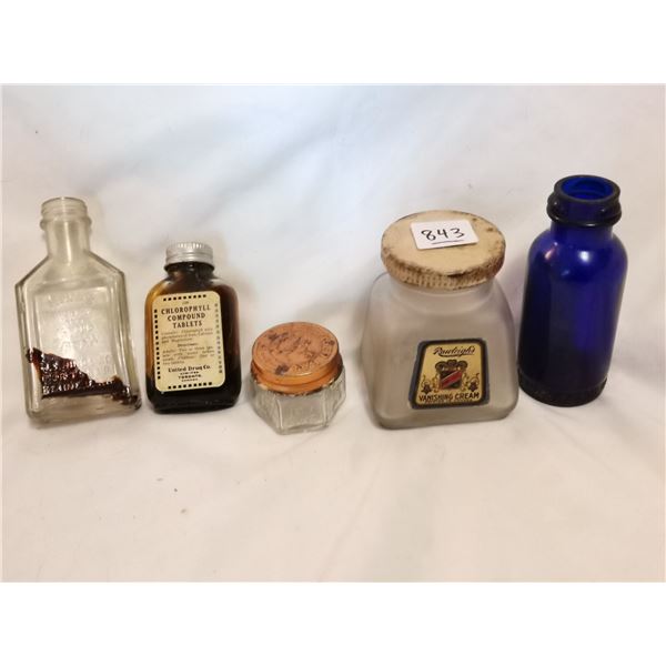 (5) Old Glass Bottles / Containers