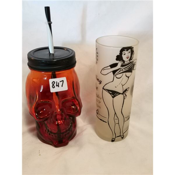 Red Skull Cup & Pin-Up Glass
