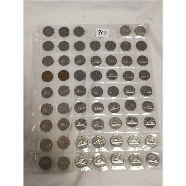 1922-1980 Canada 5 cent Coin Set.  Missing 1925, 1926