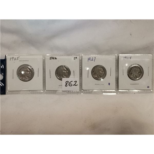 (4) U.S. Buffalo 5 cent Nickles