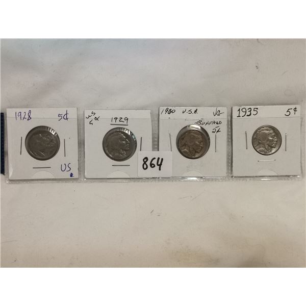 (4) U.S. Buffalo 5 cent Nickles