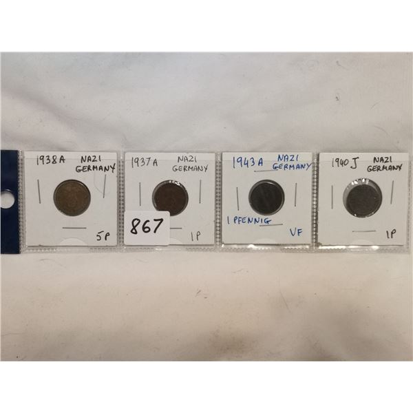 (4) Nazi Germany Coins